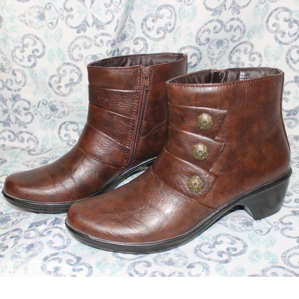 Easy Street Arlene Wave Comfort Ankle Boots‎ Brown Women's 8M